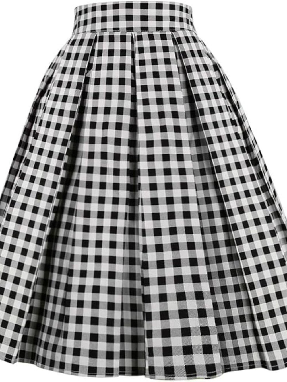 Black White Gingham Pleated Midi Skirt Plus Size 2X